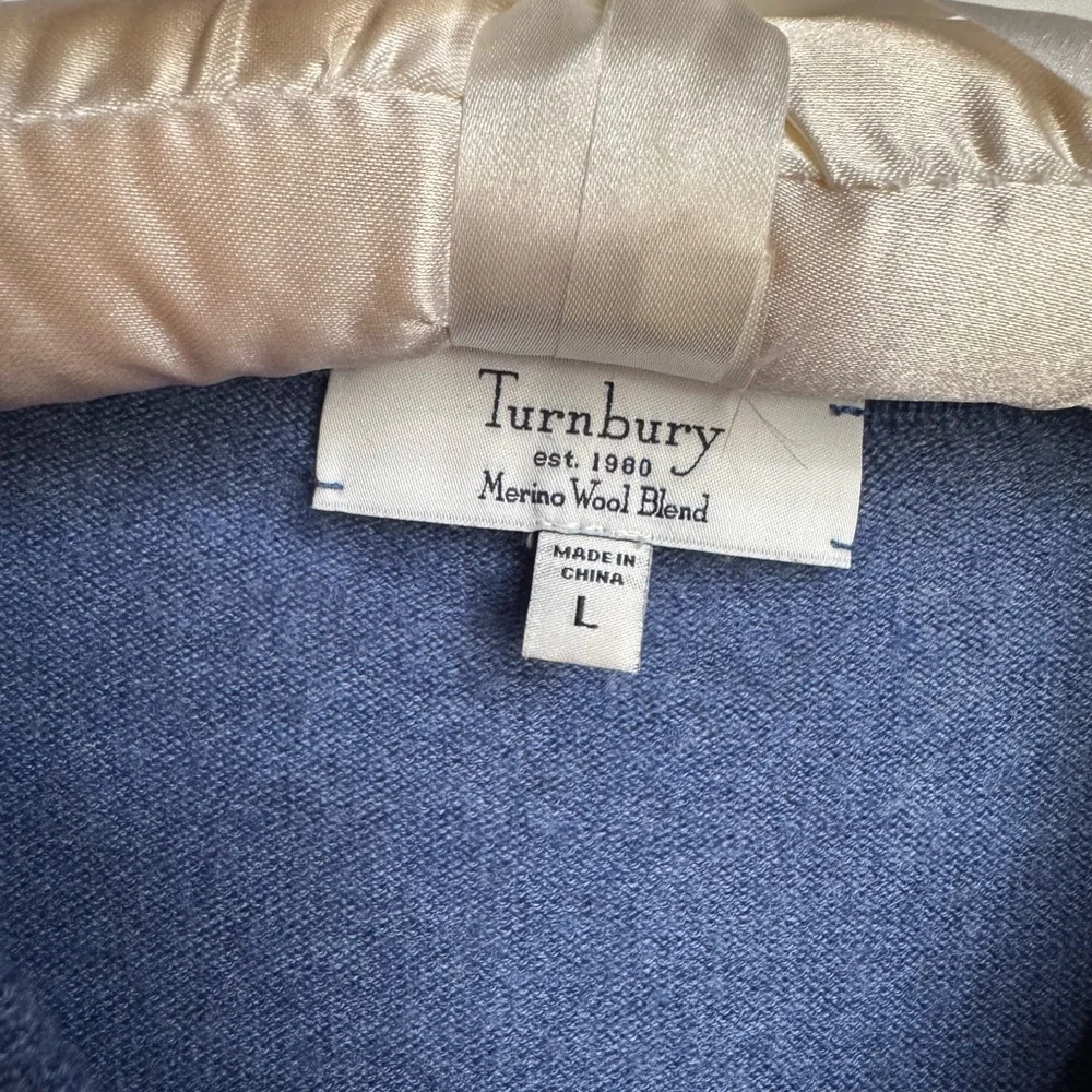 Turnbury Merino Wool Blue V-Neck Sweater
